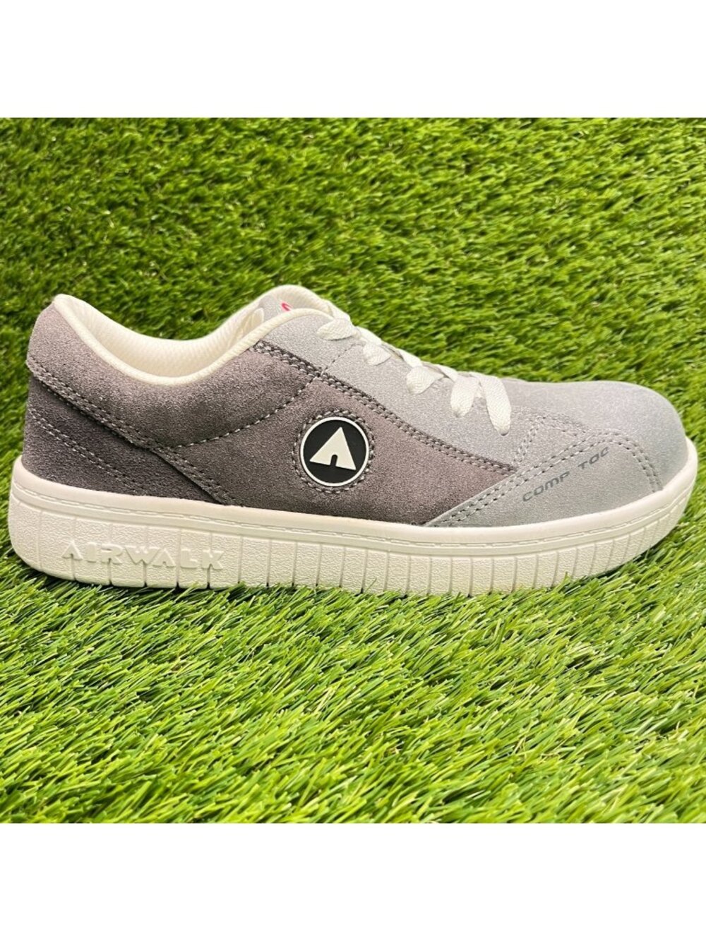 Airwalk Camino Womens Size 6.5D Gray White Suede Composite Toe Safety Work Shoes